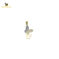 14K Solid Gold Butterfly Charm Pendant