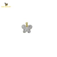 14K Solid Gold Butterfly Charm Pendant