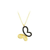 14K Solid Gold Butterfly Necklace