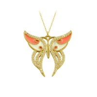 14K Solid Gold Butterfly Necklace