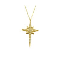 14K Solid Gold Comet Necklace