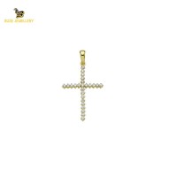 14K Solid Gold Cross Charm Pendant