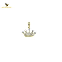 14K Solid Gold Crown Charm Pendant