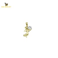 14K Solid Gold Design Charm Pendant