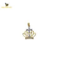 14K Solid Gold Crown Charm Pendant