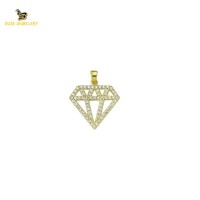 14K Solid Gold Diamond Shape Charm Pendant