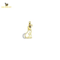 14K Solid Gold Dog Charm Pendant