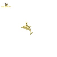 14K Solid Gold Dolphin Charm Pendant