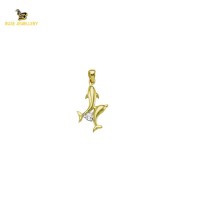 14K Solid Gold Dolphin Charm Pendant