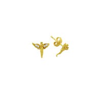 14K Solid Gold Drop Stud Angel Earring