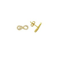 14K Solid Gold Drop Stud İnfinity Earring