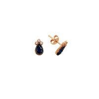 14K Solid Gold Drop Stud Sapphire Earring