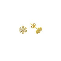 14K Solid Gold Drop Stud Snowflake Earring
