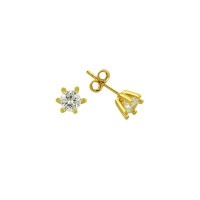 14K Solid Gold Drop Stud Solitaire Earring