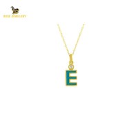 14K Solid Gold E Letter Necklace