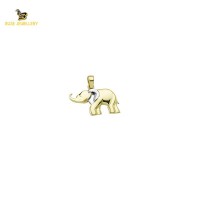 14K Solid Gold Elephant Charm Pendant