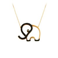 14K Solid Gold Elephant Necklace