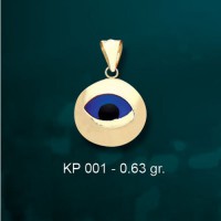 14k Solid Gold Evil Eye Good Luck Charm Pendant