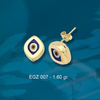 14K Solid Gold Evil Eye Good Luck Earrings 