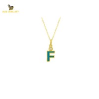 14K Solid Gold F Letter Necklace