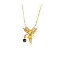 14K Solid Gold Fairy Necklace