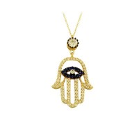 14K Solid Gold Fatma's Hand Necklace
