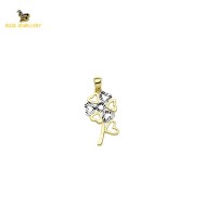 14K Solid Gold Flower Charm Pendant