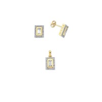 14K Solid Gold Gemstone Cz Trend Set