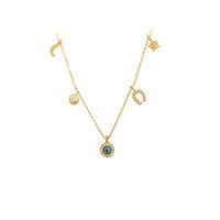 14K Solid Gold Good Luck Necklace