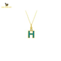 14K Solid Gold H Letter Necklace