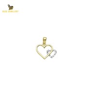 14K Solid Gold Heart Charm Pendant