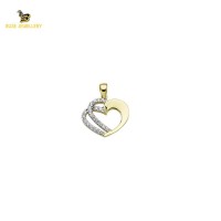 14K Solid Gold Heart Charm Pendant