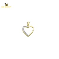 14K Solid Gold Heart Charm Pendant