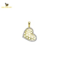 14K Solid Gold Heart Charm Pendant