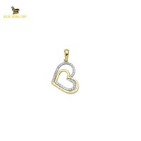 14K Solid Gold Heart Charm Pendant