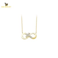 14K Solid Gold Infinity And Cross Necklace