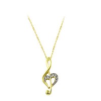 14K Solid Gold Clefsign Necklace