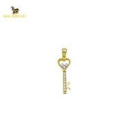 14K Solid Gold Key Charm Pendant