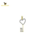 14K Solid Gold Key Charm Pendant