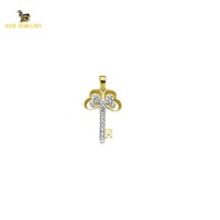 14K Solid Gold Key Charm Pendant