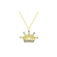 14K Solid Gold King Crown Necklace