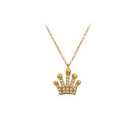 14K Solid Gold King Crown Necklace