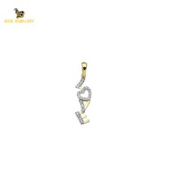 14K Solid Gold Love Charm Pendant