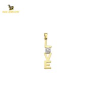 14K Solid Gold Love Charm Pendant