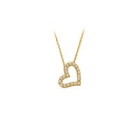 14K Solid Gold Heart Necklace 