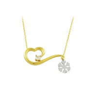 14K Solid Gold Love Snowflake Necklace