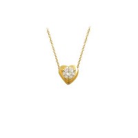 14K Solid Gold Love Solitaire Necklace