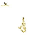 14K Solid Gold Mermaid Charm Pendant