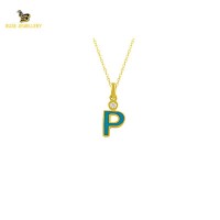14K Solid Gold P Letter Necklace