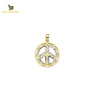 14K Solid Gold Peace Charm Pendant